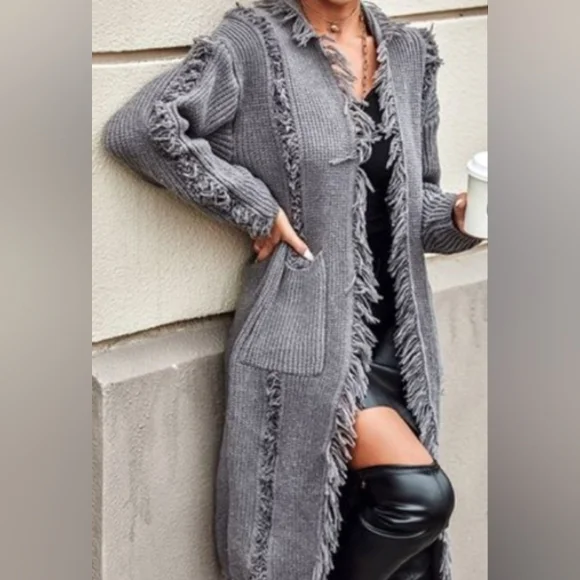 Chunky Cable Knit Long Sweater - Picture 2 of 10